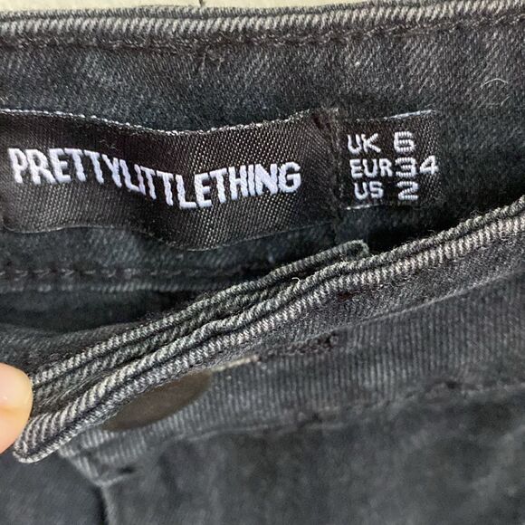 ❄️SALE❄️Petite High Waist Black Denim Disco Shorts - Picture 5 of 8